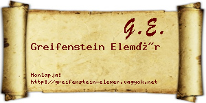 Greifenstein Elemér névjegykártya